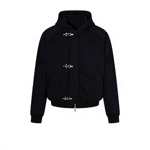 Sweat-shirt à capuche style américain avec boucle métallique, unisexe, pour couples, coupe ample décontractée, en coton-polyester 440g, design automne - Product Image 1