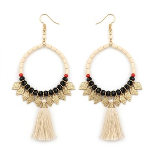 Pendientes de borla con detalles de hierro y resina hechos a mano al por mayor, personalizados OEM ODM DECORYUG - Product Image 2