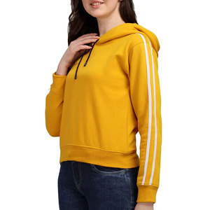 Sudadera con Capucha para Mujer, Color Amarillo Mostaza, Corte Regular, Tejido de Algodón, Estilo Casual para Otoño, Manga Larga, Color Sólido - Product Image 2