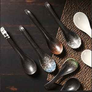 Cuillères en céramique de style japonais et coréen, cuillères à soupe pour hôtel et restaurant, cuillères à long manche pour nouilles Lamian, par UO - Product Image 5
