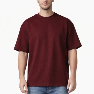 T-shirt pour homme, coupe ample, couleur unie, manches courtes, coton, col rond, tissu de haute qualité, décontracté. - Product Image 1