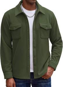 Chemise en polaire pour homme avec logo personnalisé OEM, veste à manches longues, chemise décontractée à boutons avec poches - Product Image 3