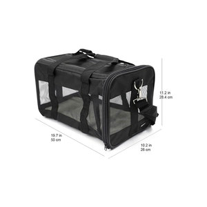 Soft-Sided Pet Carrier Nylon Mesh Zipper Closure 19.7x10.2x11.2 in Black for <b>Cats</b> - Product Image 1