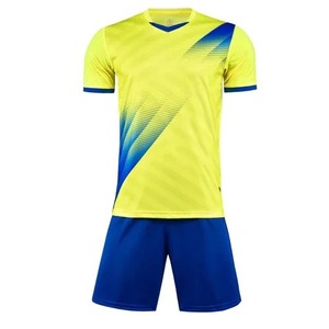 Conjunto de Uniforme de Fútbol Sublimado Amarillo y Azul para Hombre Adulto, Poliéster Transpirable, Manga Corta, Equipación de Equipo - Product Image 1