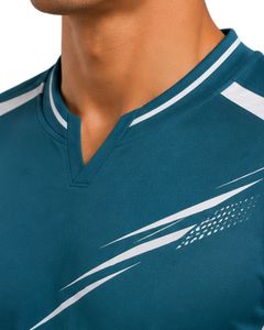 Teal Blue Men Performance T Shirt Short Sleeve Sports Jersey Quick Dry Breathable Athletic Gym Training Workout Custom Tee Top - Product Image 4