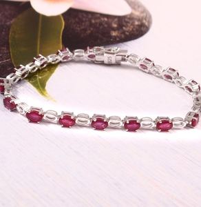 กำไลข้อมือพลอยทับทิมธรรมชาติ เงินแท้ 925 ชุบทอง หรูหรา สง่างาม ของขวัญเครื่องประดับประจำเดือนกรกฎาคมสำหรับเธอ - Product Image 2