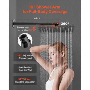 Wall <b>Mounted</b> 12 Inch Square Rainfall Bathroom Shower System Handheld <b>Spray</b> with Rain Shower Head Rainroom Accessory Faucet Set - Product Image 4