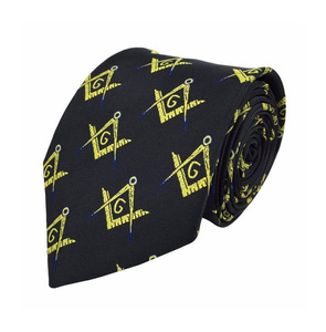 Cravate Maçonnique Master Mason Lodge en Soie Noire et Or Brodé – Cravate Formelle Premium - Product Image 1