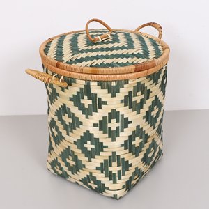 Storage bins lidded <b>basket</b> crafted by hand eco friendly <b>bamboo</b> laundry hamper bin produced in Vietnam - Product Image 3