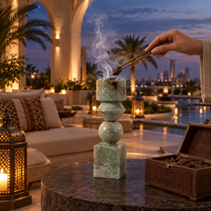 Brûleur à Bakhoor sculptural en résine solide |   Porte-encens en marbre finition Oud arabe, décoration islamique pour la maison, cadeau de Ramadan et de l'Aïd, décoration de luxe - Product Image 3
