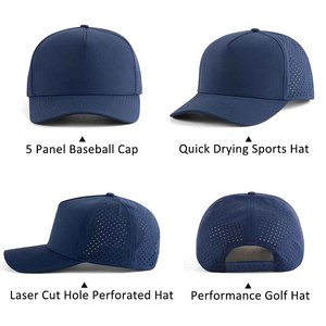 Casquette de golf et de baseball 5 panneaux personnalisée avec logo en caoutchouc, séchage rapide, imperméable, perforations découpées au laser, haute performance 2026 - Product Image 4