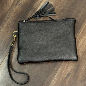 Nuevo bolso de mano de cuero de moda de lujo, bolsos de mano, bolsos de mano, sobre de noche de piel de vaca auténtica, monedero con cremallera con borla - Product Image 5