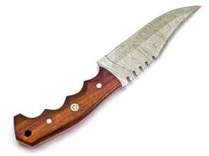 Couteau de chasse artisanal en acier Damas avec manche en bois et mosaïque, lame fixe à pointe tombante, couteau de survie EDC - Product Image 2
