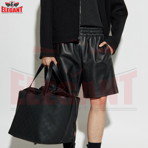 Black Eco-Friendly Breathable Waterproof Machine Washable Mid Waist Elastic Waist Premium Quality Pu Leather Shorts <b>for</b> <b>Men</b> - Product Image 4