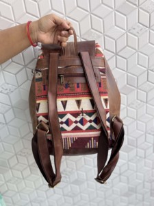New Arrival Real Leather Handmade Jacquard Leather <b>Backpack</b> Rucksack Multi Uses <b>Backpack</b> Designer Women's Western Uses <b>Backpack</b> - Product Image 3