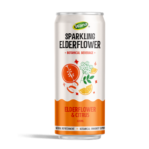Boisson gazeuse premium à la fleur de sureau et aux agrumes, canette de 320 ml, échantillon gratuit disponible, emballage personnalisé, certifié HALAL - Product Image 1