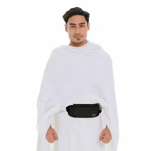 Serviette en coton respirante unie pour l'Ihram, vêtement islamique pour hommes, pour le Hajj et l'Omra, cadeau blanc pour le Hajj, serviette Ihram - Product Image 1