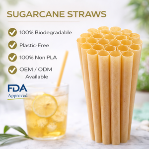 Pajitas de Caña de Azúcar Biodegradables, Color Natural, Ecológicas - Product Image 1