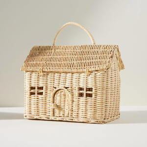 Sac en forme de maison pour tout-petits, fait main, panier à jouets ludique, panier en rotin pour enfant, conteneur - Product Image 3