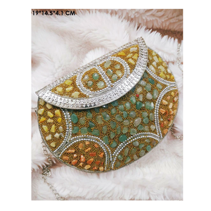 Sac messager bohème de style indien en mosaïque, sac à main de soirée de luxe en métal, sac à main bohème pour femmes, sac à main artisanal pour mariage, vente en gros - Product Image 1
