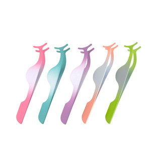 Outil d'application de cils, applicateur de faux cils, pince à cils incurvée en acier inoxydable pour cils en grappe et cils en bande - Product Image 3