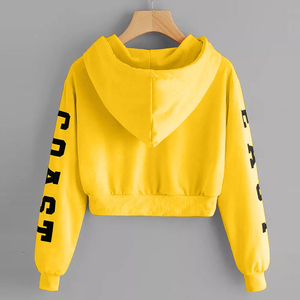 เสื้อฮู้ดครอปแขนยาวสีพื้นสไตล์สปอร์ตฮิปฮอปสำหรับผู้หญิง ผ้าฟลีซระบายอากาศได้ดี เหมาะสำหรับใส่ลำลองในฤดูหนาว - Product Image 6