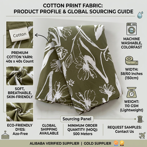 Premium Cotton Silk Screen Printed <b>Fabrics</b> with Elegant Floral Designs for Fashion Apparel and Global Wholesale Supply. - Product Image 6
