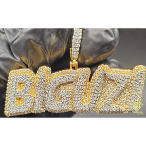 Lab Grown Diamond " BIGUZI " <b>Letter</b> Pendant Iced Out Hip Hop Necklace Bling Chain Luxury Statement Jewelry Gift - Product Image 4