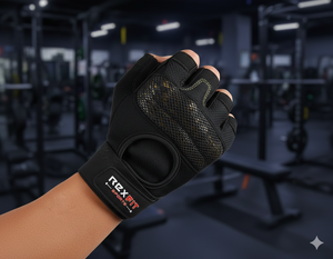 REXFIT Half <b>Finger</b> Gym Gloves Mesh Breathable Non Slip Adjustable Wrist <b>Strap</b> for Weight Lifting Unisex Fitness Workout Gear - Product Image 1