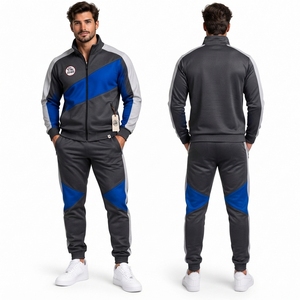 Custom Men Zipper Tracksuit Slim Fit Training Suit Stretch Polyester Blend Full Front Zipper Tapered Pants Casual <b>Sports</b> <b>Apparel</b> - Product Image 5