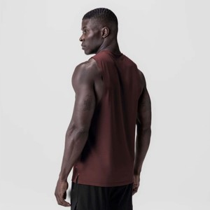 Camiseta sin mangas para hombre, color borgoña, cuello redondo, informal, de punto, transpirable, talla grande - Product Image 2