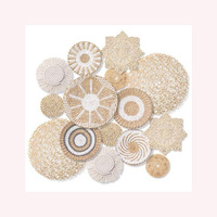 Ensemble d'art mural rond en jonc de mer tressé à la main, style bohème moderne, avec intérieur personnalisable, décoration événementielle multi-pièces