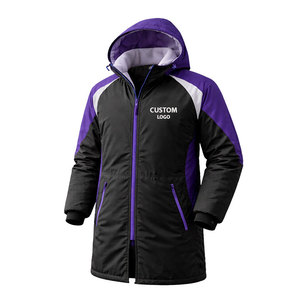 Professional Swim Parka <b>Jacket</b> Black Purple Waterproof Windproof <b>Long</b> Hooded Coat with Warm Fleece Inner Custom Logo Available - Product Image 1