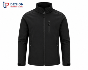 Veste softshell noire pour homme personnalisée, imperméable, coupe-vent, doublée de polaire, pour la randonnée en plein air, vêtements de travail, avec logo personnalisé - Product Image 1