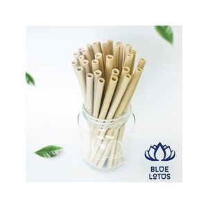 Paja de Bambú Ecológica BLUE LOTUS FARM, MUY VENDIDA |   Pajita Clásica de 200 mm 100% Natural, Reutilizable, Desechable, Libre de PFAS y BPA - Product Image 1