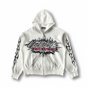 Sweat à capuche zippé vintage streetwear épais, fabrication usine, maquette gratuite, sans MOQ, vêtements streetwear personnalisés haut de gamme pour hommes et femmes - Product Image 1