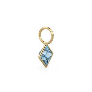 Topacio Azul de Londres de 5 mm, Colgante de Oro Amarillo Sólido de 14k con Engaste, Componente de Joyería / Piedra de Nacimiento de Noviembre / Azul Corte Princesa - Product Image 4