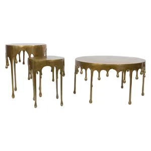 Table basse moderne de style farmhouse en métal avec cadre en fer artistique, meubles haut de gamme faits à la main pour le salon - Product Image 2