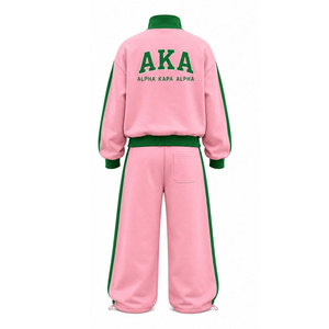 Ensemble de survêtement rose Alpha Kapa Alpha pour homme, manches longues, fermeture éclair sur le devant, motif lettres, coupe décontractée, vêtements d'hiver, streetwear 2 en 1 - Product Image 3