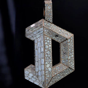 Luxury Unisex Moissanite Diamond D Letter <b>Pendant</b> 925 Sterling Silver 10k <b>Solid</b> Yellow <b>Gold</b> Fully Iced Customizable Hip Hop - Product Image 1