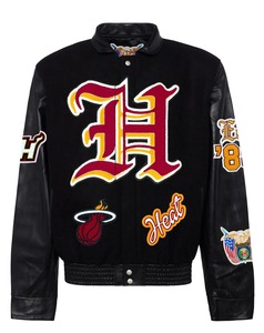 เสื้อแจ็คเก็ตวาร์ซิตี้ Miami Heat รุ่น Wool & Leather สีดำ - Product Image 1