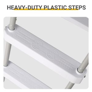 Scala per Piscina a 2 Gradini da 33 Pollici con Telaio Grigio Ferro e Gradini Bianchi, Scala per Spa Esterna in Plastica Resistente con Corrimano per Sport Acquatici - Product Image 5
