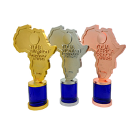 Trophée d'entreprise personnalisé en aluminium gravé CNC, finition polie écologique, gravure or/argent, design carte d'Afrique
