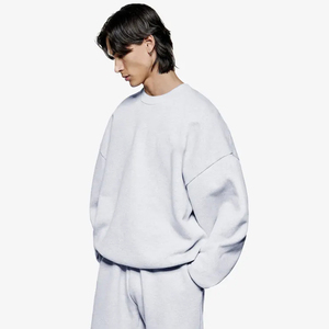 Sweat-shirt unisexe à col rond surdimensionné 350 g/m², couleur unie, en coton tricoté, pull décontracté pour l'automne, coupe classique, manches longues - Product Image 5