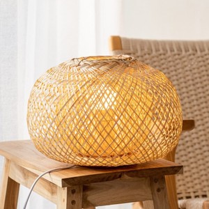 Lámpara de mesa rústica de bambú, diseño moderno, pantalla natural, luces para mesita de noche, lámparas de escritorio - Product Image 3