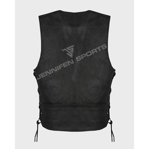Nouvelle mode décontractée pour hommes, gilet de motard en cuir de haute qualité, coupe-vent, grande taille, style heavy metal rocker, fermeture éclair, personnalisable - Product Image 3