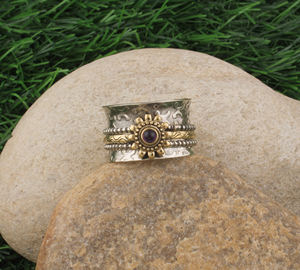 Natural Turquoise Gemstone Bezel Setting Flower Ring 925 Sterling Silver Floral Band Ring February Birthstone <b>Jewelry</b> Party - Product Image 2