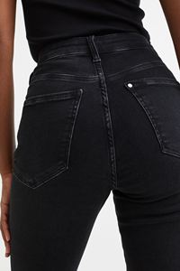 Pantalon en jean taille mi-haute élastique avec cordon de serrage, coupe crayon, délavé, pour femme, bas étroit, style jogger, collection automne, best-seller - Product Image 5