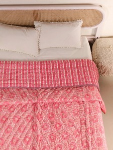 Handmade Printed Cotton <b>Quilt</b> Pink Bohemian Pattern All Season Home Decor <b>Bedding</b> Set - Product Image 5