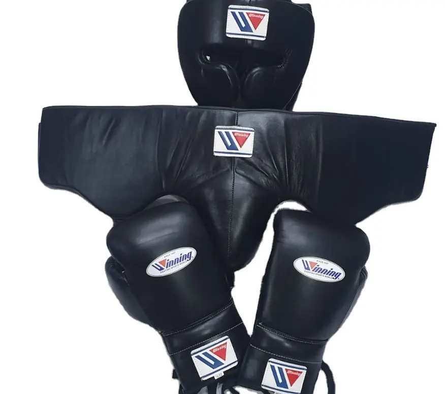 Nouveaux gants de boxe professionnels gagnants Gear Gants en cuir Protège-tête et ensemble de gardes Gtroin